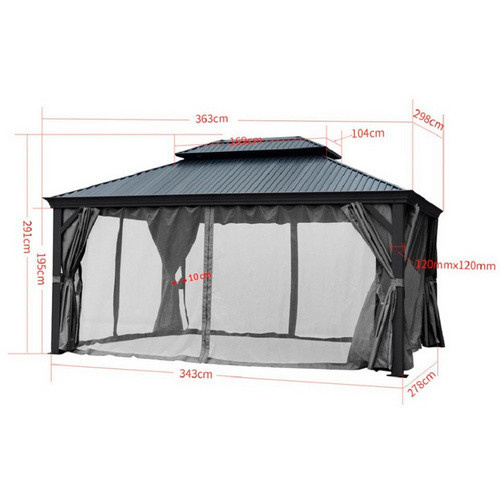 Jet-Line Pavillon Damaskus mit Hardtop in Grau, B/H/T: 300 x 365 x 195 cm - Bild 3