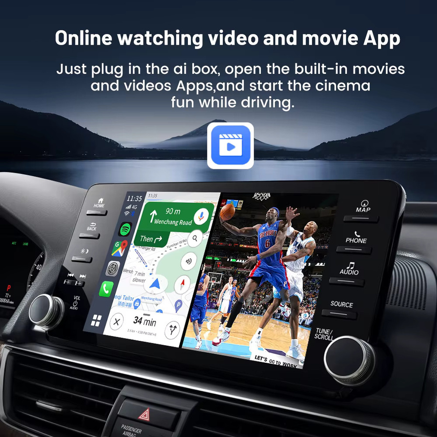 Carlinkit QCM 6125 TV Box Android 13 Plus mit Netflix, YouTube und Spotify, Drahtloses CarPlay und Android Auto, Schwarz, mit GPS und LTE - Bild 2