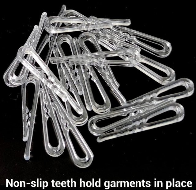 Transparente Alligator-Clips aus Kunststoff mit Zähnen zur Fixierung von Socken, Kleidung und Krawatten - Bild 1