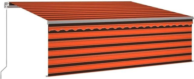 vidaXL Markise manuell einziehbar mit Rollo und LED, Farbe Orange Braun, B: 450 cm, H: 300 cm - Bild 1