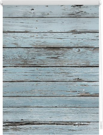 Lichtblick Rollo Klemmfix in Petrol-Blau mit Vintage-Brettern, Breite: 80 cm, Höhe: 150 cm - Bild 1