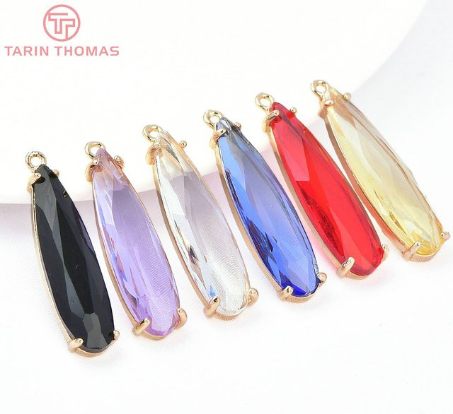 TARIN THOMAS Anhänger, Messing, Gold, Wassertropfenform, 8x32,5 mm, Unisex - Bild 1