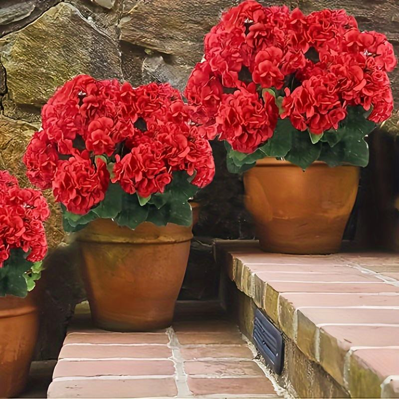 Künstliche Geranien Seidenblumen von LEKSE in Rot als Blumenstrauß für Garten, Hochzeit und Tischdekoration - Bild 3