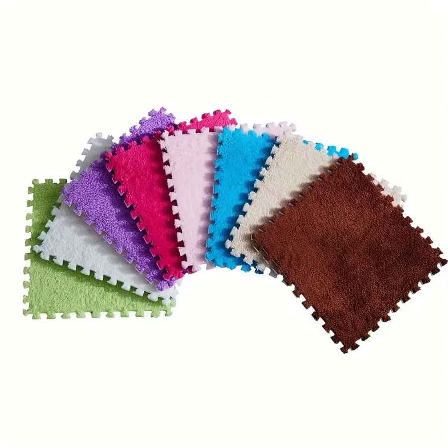 DHDH Baby-Plüsch-Puzzlematte in Weiß, quadratisch, rutschfest und BPA-frei - Bild 6