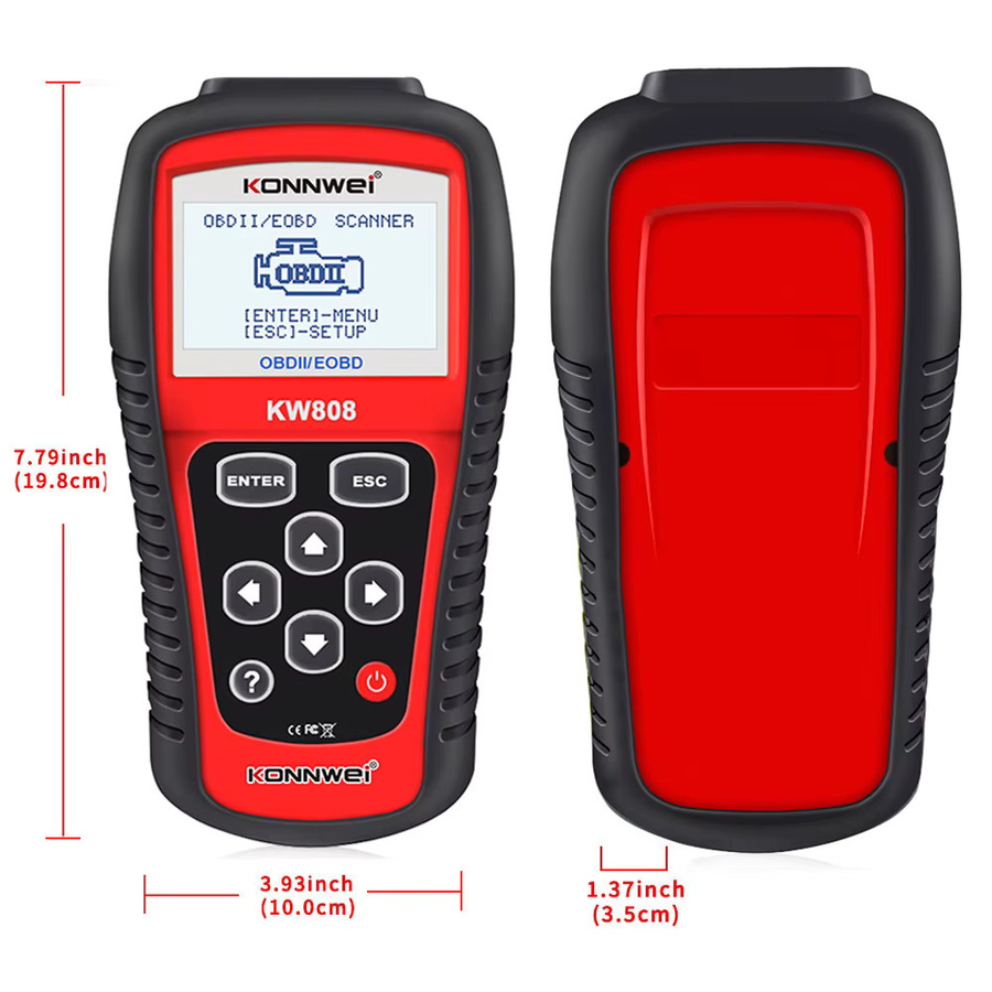 KONNWEI KW808 OBD2 Scanner 12V Auto Diagnosegerät für EOBD und CAN Motor-Fehlercodes in Schwarz - Bild 2