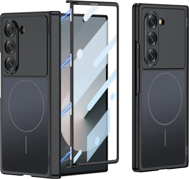 MagSafe Handyhülle für Samsung Galaxy Z Fold 7 6 Fold in Schwarz mit matter Scharnierhülle, Spiegelfolie und stoßfestem Rundum-Schutz - Bild 1
