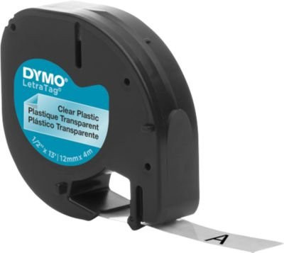 Dymo LetraTag Schriftbandkassette aus Kunststoff, schwarz auf transparent, 12mm, 4m - Bild 2
