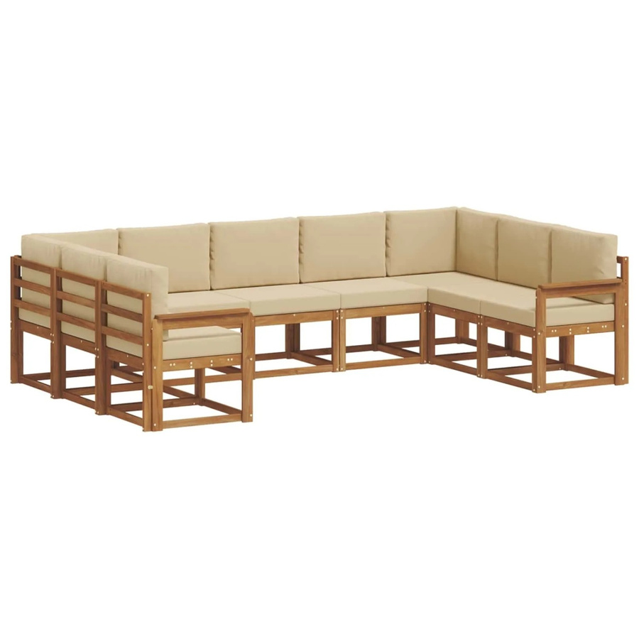 vidaXL Outdoor-Sofagarnitur 9-teilig aus Akazienholz mit Kissen in Natur und Beige - Bild 2