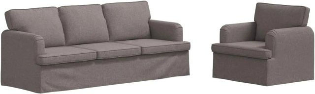 vidaXL Sofa 2-teilig in Taupe, modernes L-Shape Ecksofa mit Stoffbezug, Breite: 201 cm, Höhe: 85 cm, Tiefe: 144 cm - Bild 1