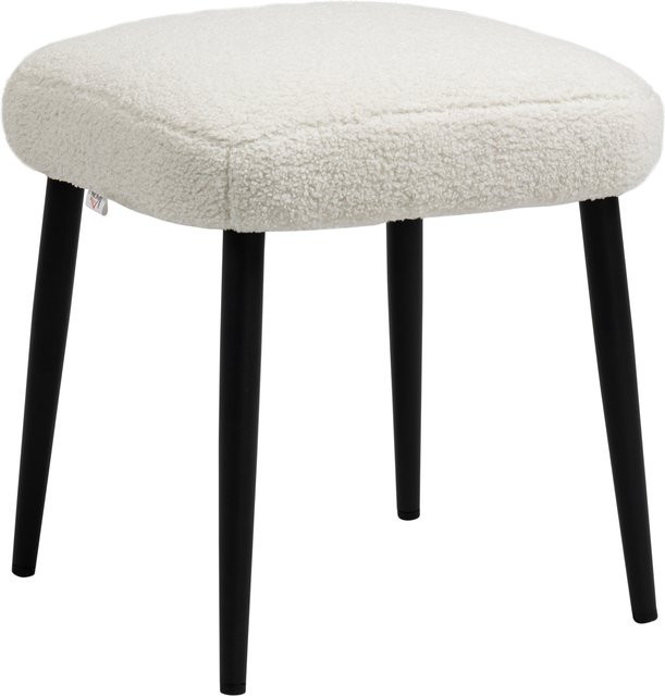 HOMCOM Fußhocker quadratischer Sitzhocker in Kaschmir-Optik aus Polyester mit Stahlbeinen, Creme/Beige, B/T/H: 42 x 42 x 47 cm - Bild 1