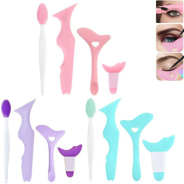 3-teiliges Silikon-Eyeliner-Schablonen-Set, rosa, Unisex - Bild 1