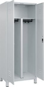 C+P PSA Doppel-Spind Classic PLUS mit 2 Abteilen, Lichtgrau, B/T/H: 80 x 50 x 195 cm, mit Zylinderschloss und Füßen - Bild 1