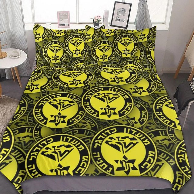 Bettwäscheset Maccabi Netanya von Binchi Outdoor Product mit 3D-Druck, Farbe Gelb, Material Mikrofaser Polyester, Set bestehend aus Bettbezug und Kissenbezug, Breite: 70 cm, Länge: 133 cm - Bild 1