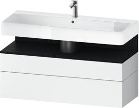 Duravit Waschtischunterschrank Qatego in Weiß Hochglanz, Wandmontage mit integrierter Beleuchtung und internen Schubladen, B/T/H: 119 x 47 x 59 cm - Bild 1