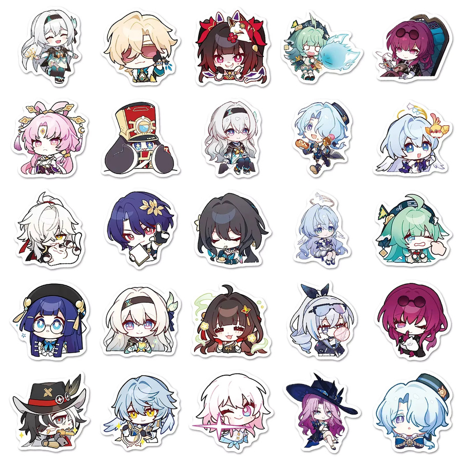 50 Stück Honkai Star Rail Chibi Cartoon Aufkleber von GOGOTU in Multicolour für Laptop, Telefon und Gepäck - Bild 3