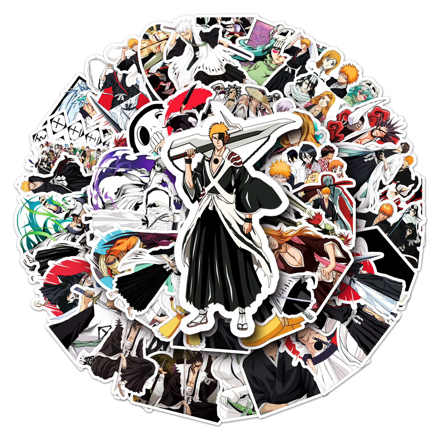 50 Stück Anime Bleach Aufkleber mit Ichigo Kurosaki Motiv, wasserfeste Sticker in Multicolour für Laptop, Skateboard und Scrapbook - Bild 2