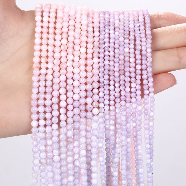 Muschelperlen, rund, rosa bis lila, 3/4mm, 15" - Bild 1