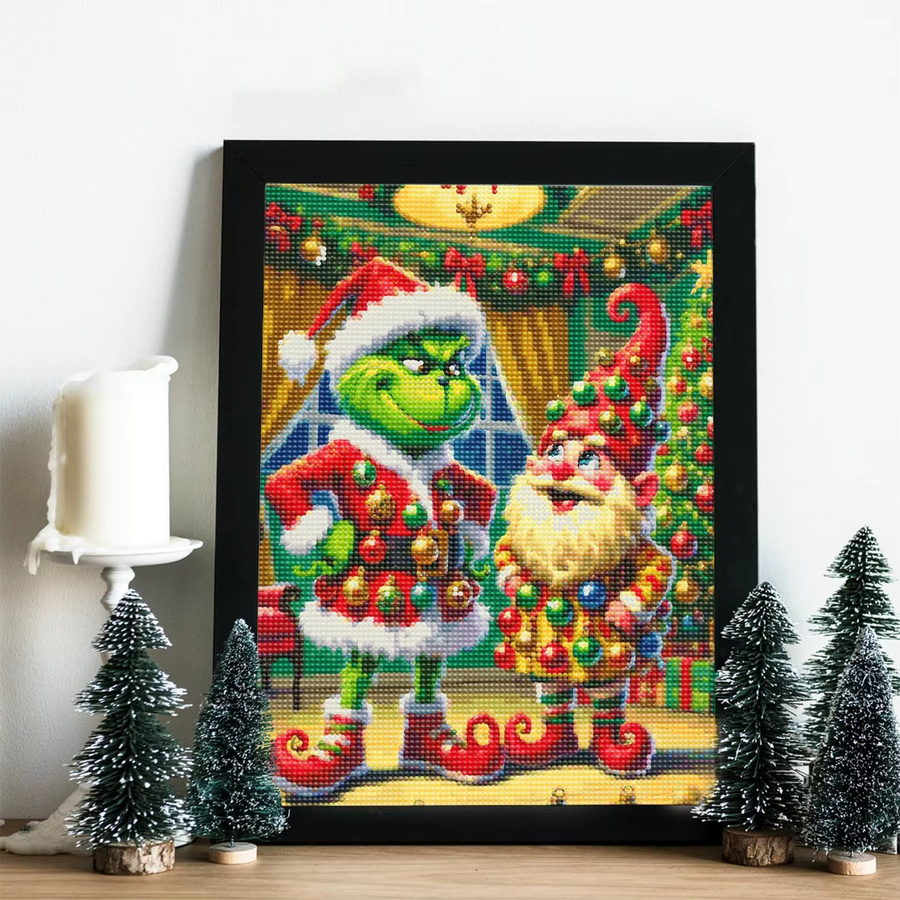 AB Drill Diamant-Malerei-Set für Erwachsene mit weihnachtlichem Zwergenmuster, dekoratives Wandbild in Multicolour, B/H: 30 x 20 cm - Bild 3