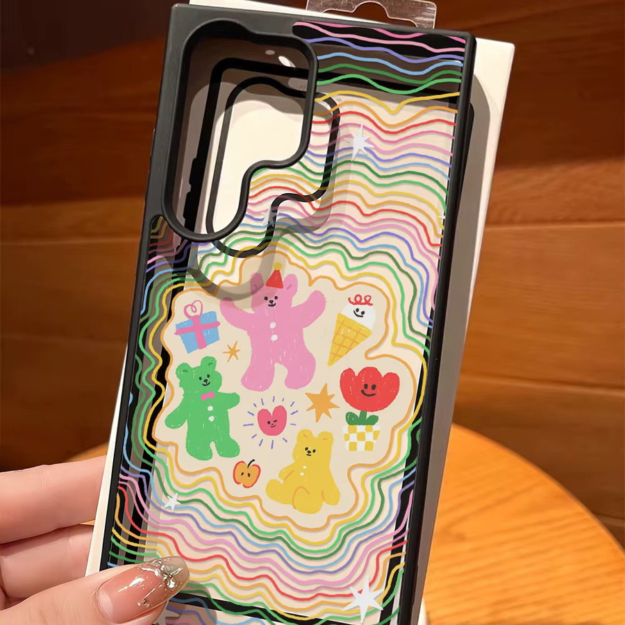 Transparente Handyhülle mit Cartoon Regenbogen Bär für Samsung Galaxy S25 S24 S23 S26 Ultra FE A56 A55 A54 A36 A35 A26 A17 A16 A07 5G Android - Bild 3