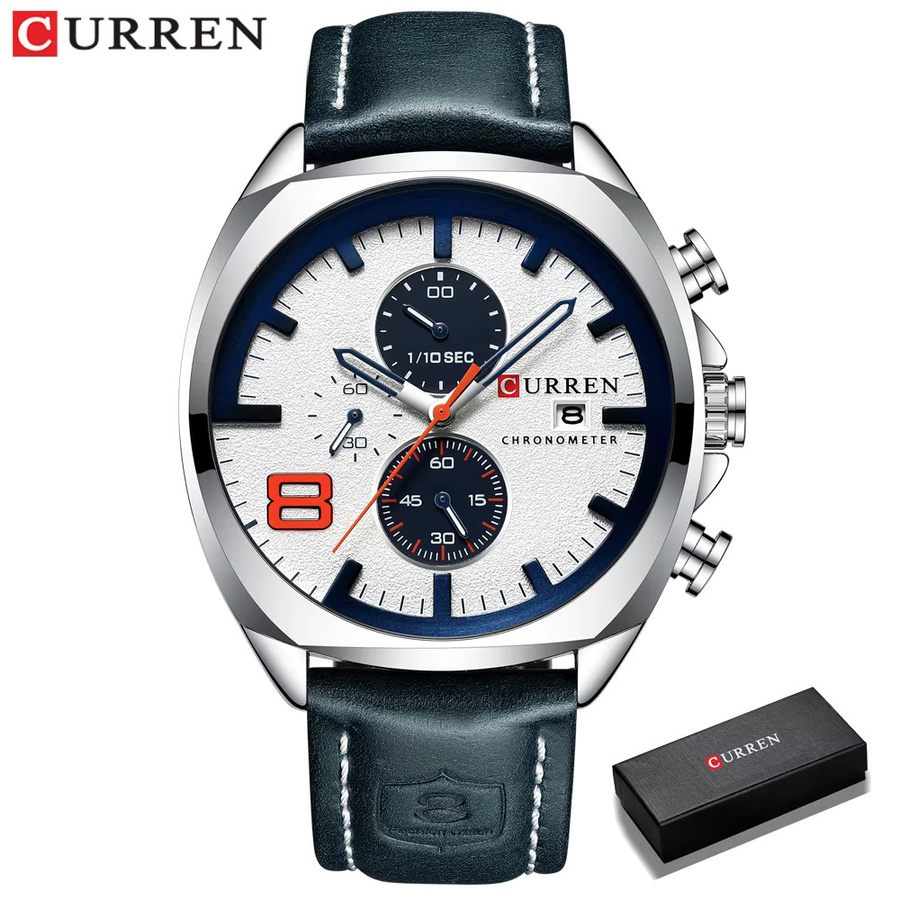 CURREN Chronograph Armbanduhr, Quarz, Leder, Herren - Bild 2