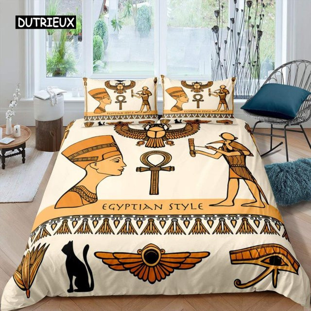 Pharao Bettbezug-Set mit ägyptischem Pyramiden-Design und exotischem Stil von Binchi Outdoor Product, Mehrfarbig, B/H: 135 x 200 cm - Bild 1