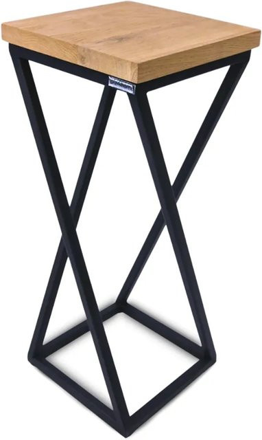 DELUKE Blumenständer KABRI Pflanzenregal aus Eichenholz und Metall in Eiche Braun, Höhe: 50 cm - Bild 1