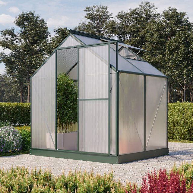 Vitavia Gewächshaus Eos 3100 in Smaragdgrün mit 3,1 m² Fläche, Polycarbonat-Platten und Schwingtür - Bild 1