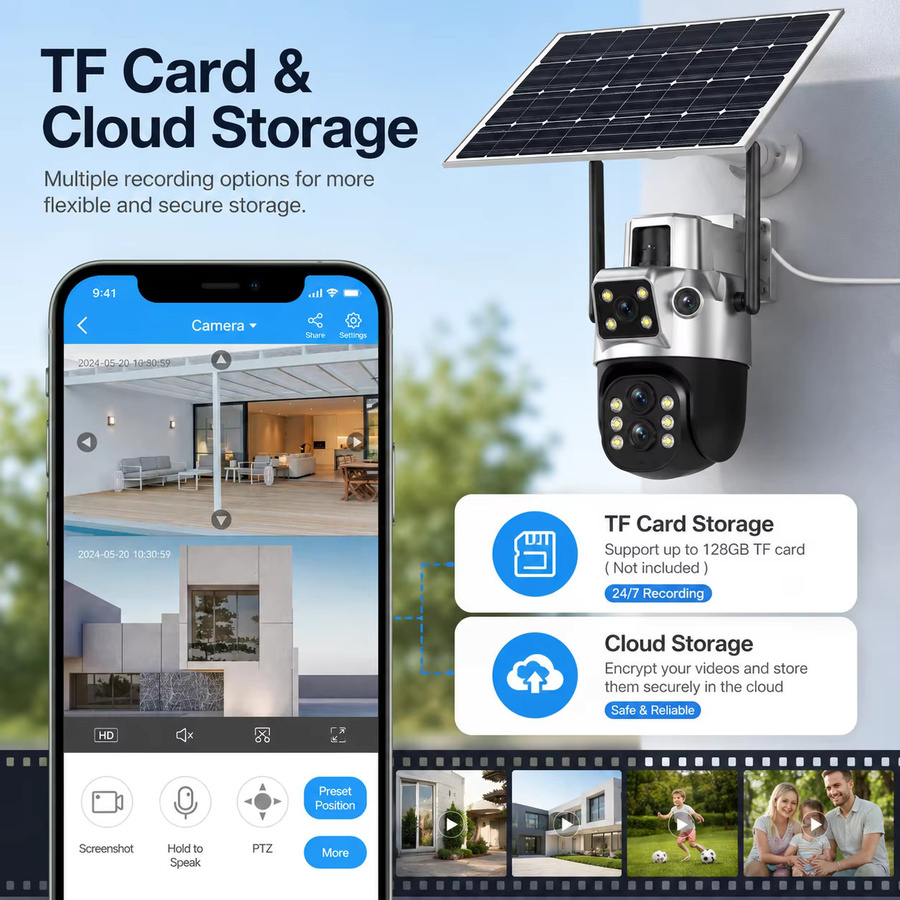 Aegiscam 8MP Solar-Dual-Objektiv WLAN-IP-Kamera für den Außenbereich mit PTZ, 5GHz und 2,4GHz Dual-Band, PIR-Bewegungserkennung und Zwei-Wege-Audio, IP66 wasserdicht - Bild 2
