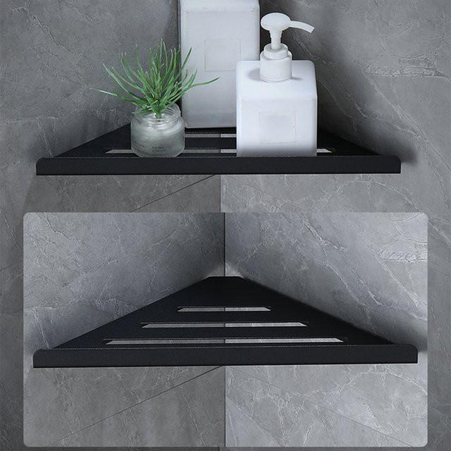 Everso Eckregal für die Dusche aus Edelstahl 304, wandmontiertes Badezimmerregal mit Glasablage, Silber oder Schwarz - Bild 1