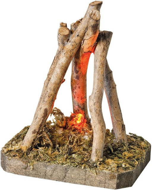 VBS LED Lagerfeuer aus Holz in Braun für den Winter als Tischmodell - Bild 1