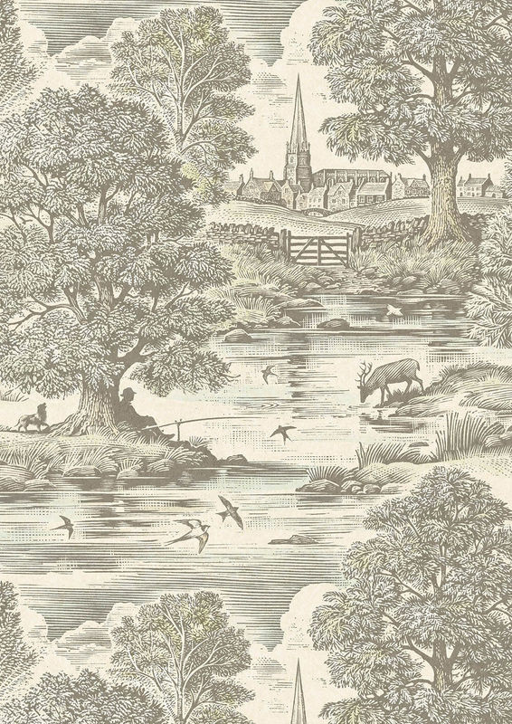 Lewis & Wood Tapete Royal Oak Aquatint in Weiß mit floralem Motiv und Vliesbeschichtung (Breite: 134 cm) - Bild 3