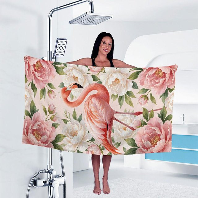 Flamingo 67 Print Mikrofaser Handtuch, schnelltrocknend und super saugfähig, Multicolor, B/H: 100 x 60 cm - Bild 1