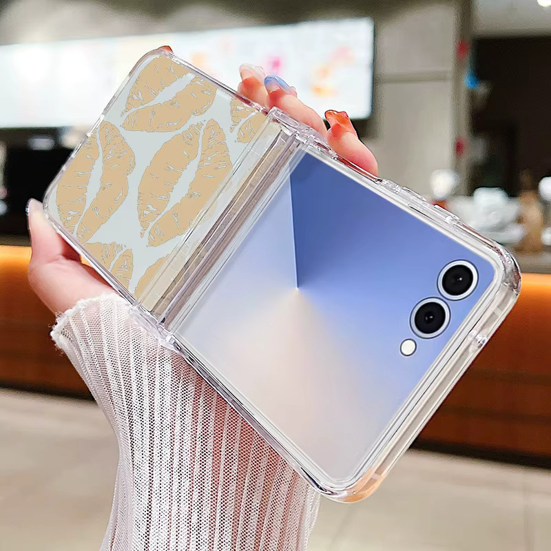 YISHANGOU Lip Print Folding Case für Samsung Galaxy Z Flip6 transparente harte Telefonabdeckung - Bild 3