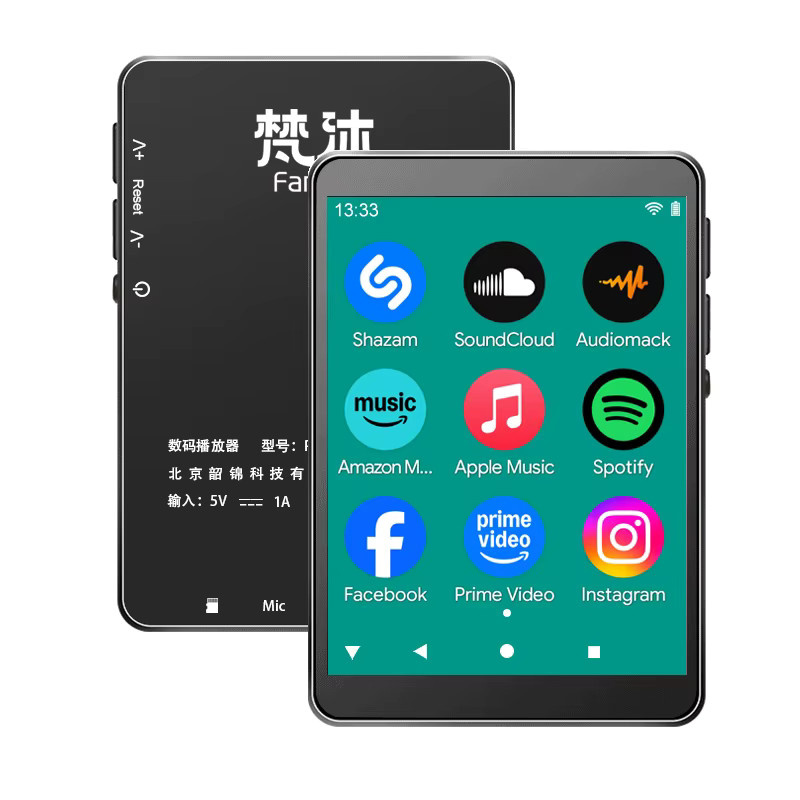 Famue Mini MP3-Player mit WLAN und Bluetooth, Android 10, 2,8 Zoll Display, 2 GB RAM, Schwarz - Bild 6