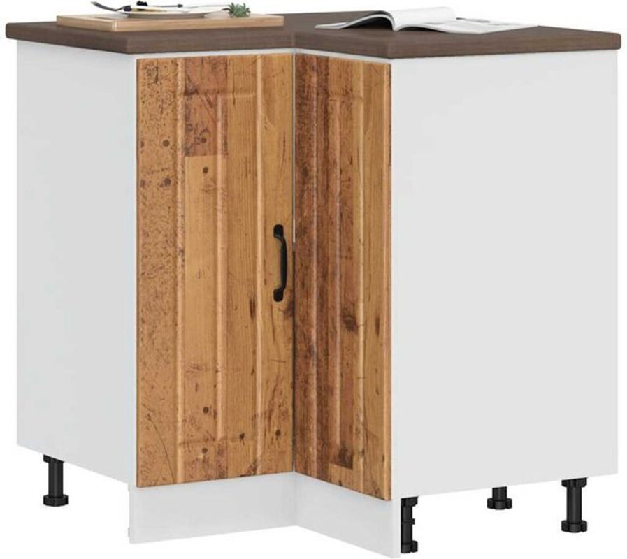 Küchen-Eckunterschrank Lucca von Vidaxl in Altholz-Optik, Landhausstil, Braun, B/T/H: 75,5 x 81,5 x 75,5 cm - Bild 1