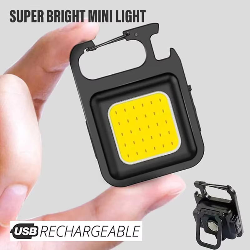 ESMARTER Mini COB LED Schlüsselbund Taschenlampe, wiederaufladbare EDC Arbeitstaschenlampe mit Magnet in Schwarz - Bild 3