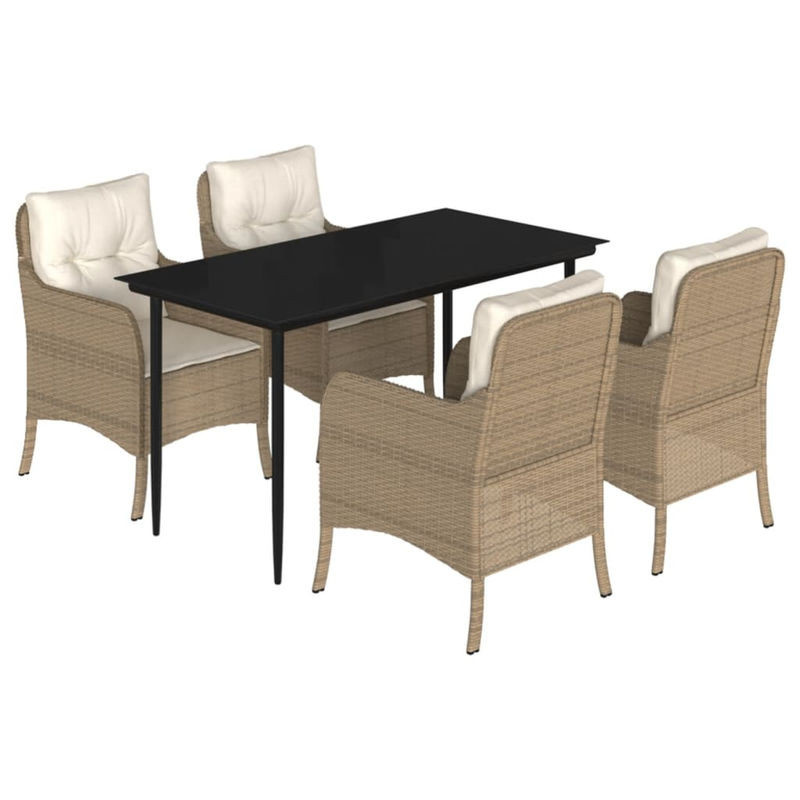 Vidaxl Gartenmöbel-Set aus Polyrattan mit Kissen, 5-teilig, Beige - Bild 1