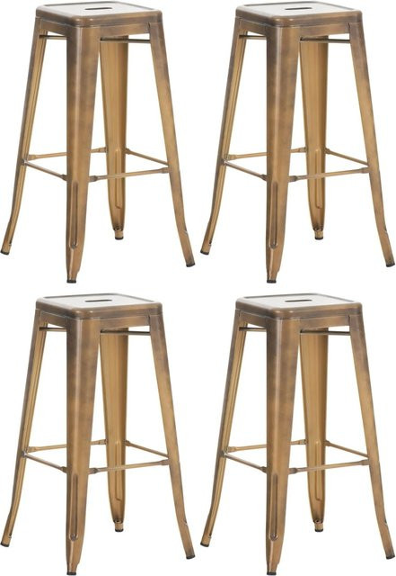4er Set Barhocker DELUKE DOLAN in Gold aus Metall, modern gestaltete Tresenhocker, B/T/H: 43 x 43 x 76 cm - Bild 1