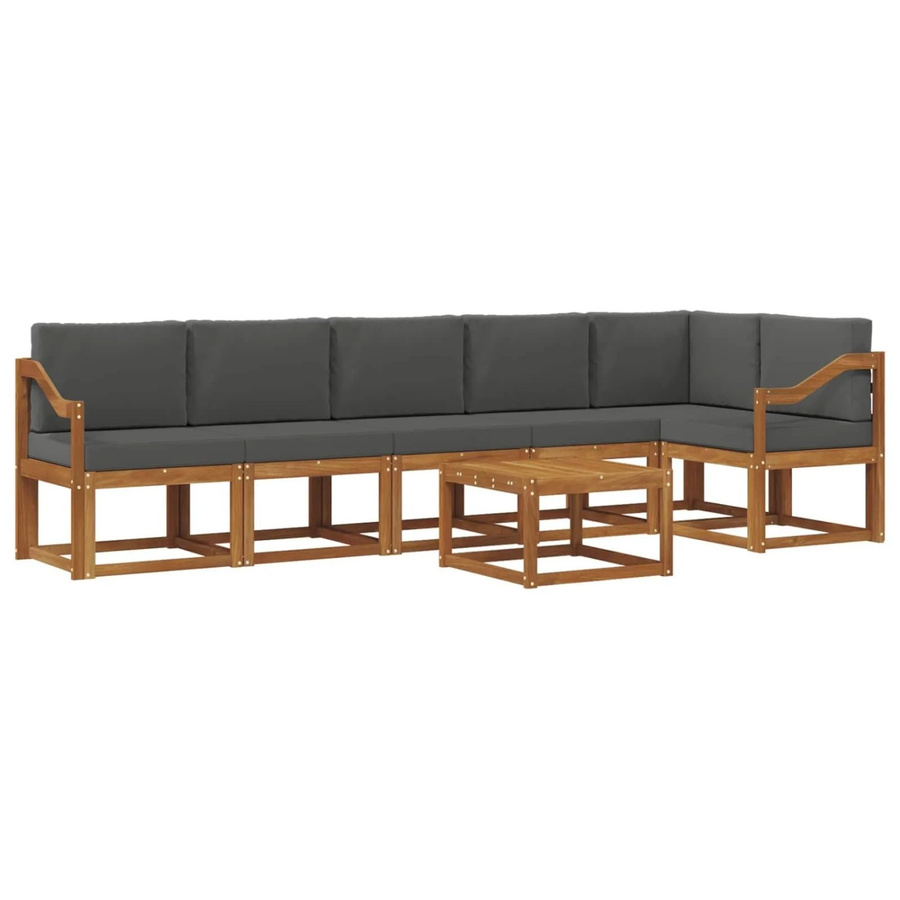 vidaXL Outdoor-Sofagarnitur aus Akazienholz in L-Form mit 7-teiligem Set, Farben: Natur und Anthrazit - Bild 2