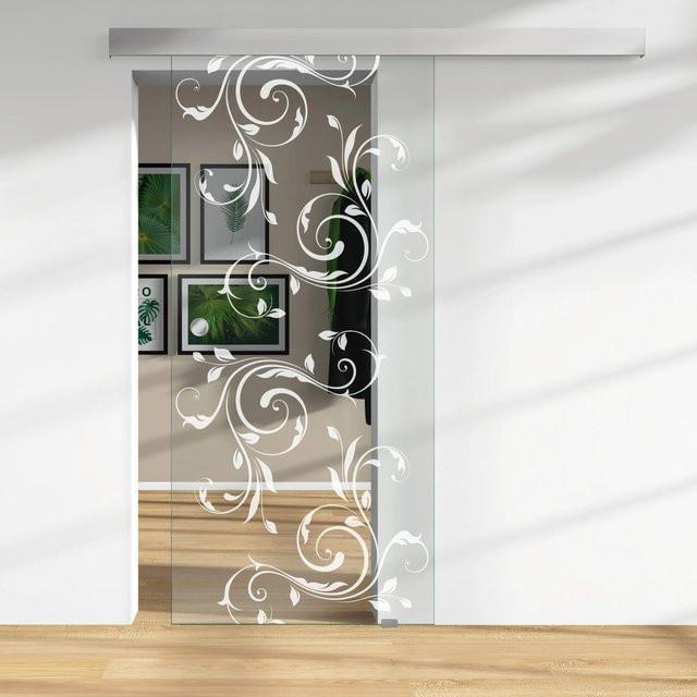 Glasschiebetür Skyscope ESG Floatglas Dekor Siebdruck, reversibel, Transparent, B/H/T: 94,0 x 206,0 x 0,8 cm - Bild 1