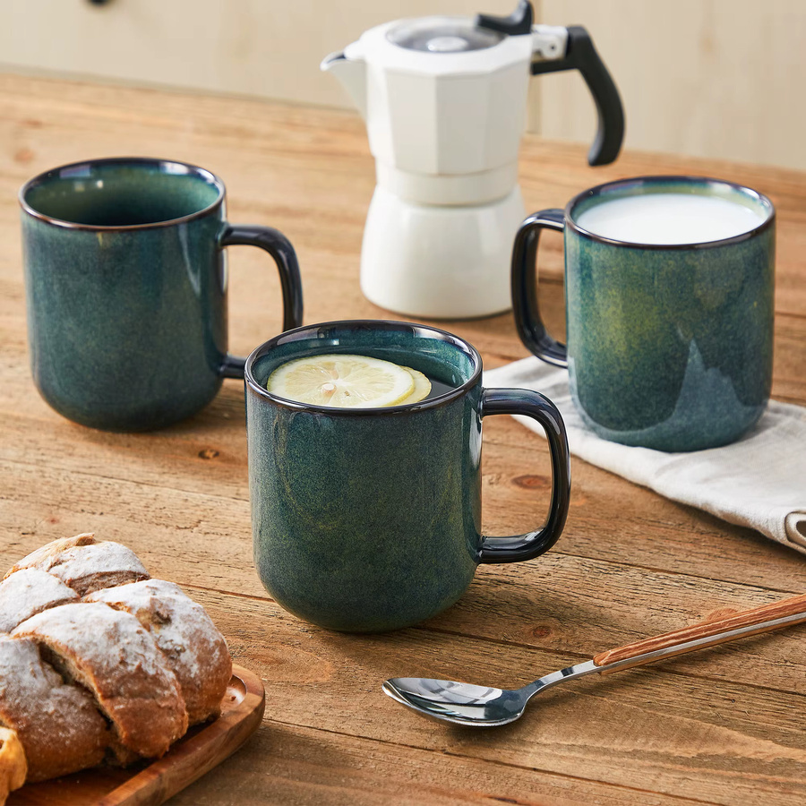 vancasso Steingut Kaffeetassen Sternenhimmel mit reflektierender Glasur in Grün und Blau, 4 oder 8 Stück - Bild 5