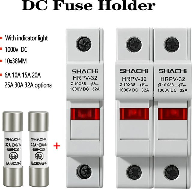 SHACHI Solar-DC-Sicherungshalter für Photovoltaikanlagen mit Kurzschlussschutz 1000V, Farbe: Weiß - Bild 1