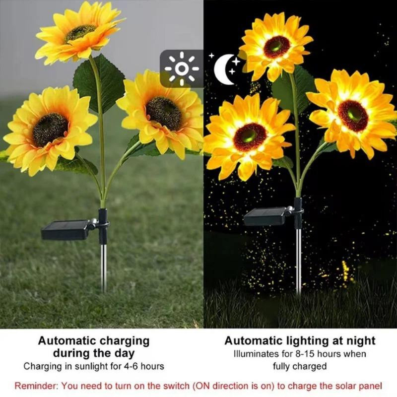 LIUXING Solar Sonnenblumenlicht LED Gartenlampe wasserdicht IP65 für Außenbereich und Landschaftsbau - Bild 3