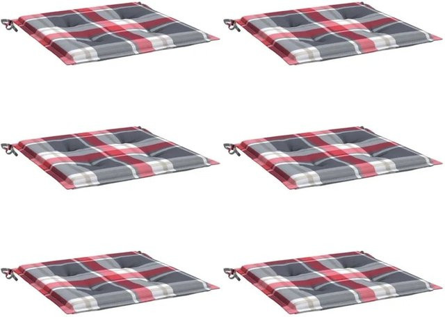 6er-Set vidaXL Gartenstuhl-Kissen in Rot mit Karomuster aus wasserabweisendem Oxford-Gewebe, B/T/H: 40 x 40 x 4 cm - Bild 1