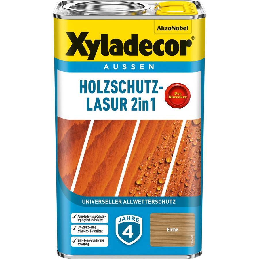 Xyladecor Holzschutz-Lasur 2in1 Eiche matt Braun 2,5 l - Bild 2