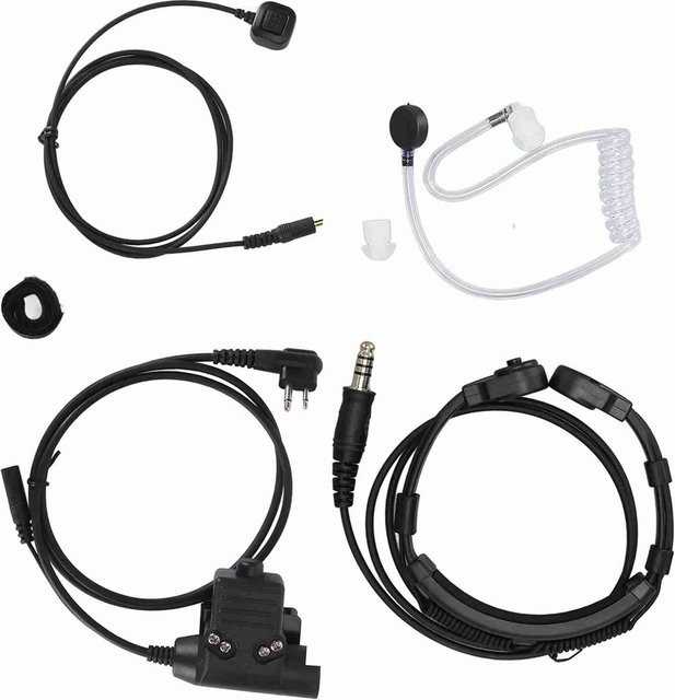Motorola Kehlkopfmikrofon mit Ohrhörer und Finger-PTT in Schwarz mit 3,5 mm Klinkenstecker für GP88 GP300 GP3688 DEP450 EP450 - Bild 1