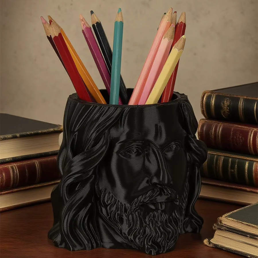 Gotischer Jesus-Stifthalter in Kopfform aus Kunststoff, Schwarz - Bild 3
