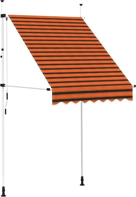 vidaXL Einziehbare Markise Handbetrieben aus Polyester und Stahl, Farbe: Orange und Braun, Breite: 150 cm - Bild 1