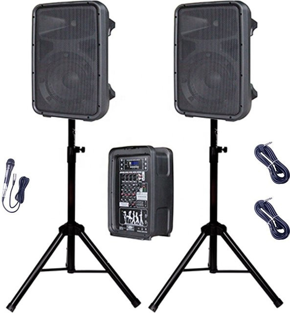 ZUIDID Professionelles PA-Lautsprechersystem mit 800W Leistung, 4-Kanal Audio-Powermixer, 2x8 Zoll Lautsprecher, Bluetooth und drahtlosen Mikrofonen, Schwarz - Bild 1