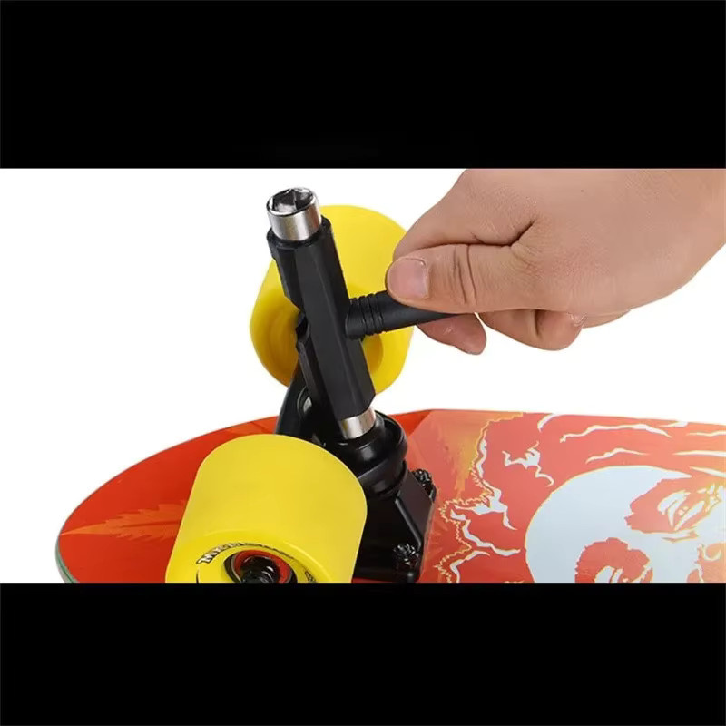 Skeyo Skateboard Werkzeug-Set T-Typ in Schwarz mit Mini-L-Schraubenschlüssel für Montage und Einstellung - Bild 2
